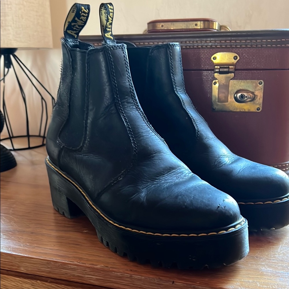Dr. Martens Black Chelsea Ankle Boots with Chunky Platform